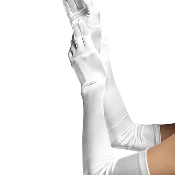 Elegant White Satin Gloves - Picture 1 of 3